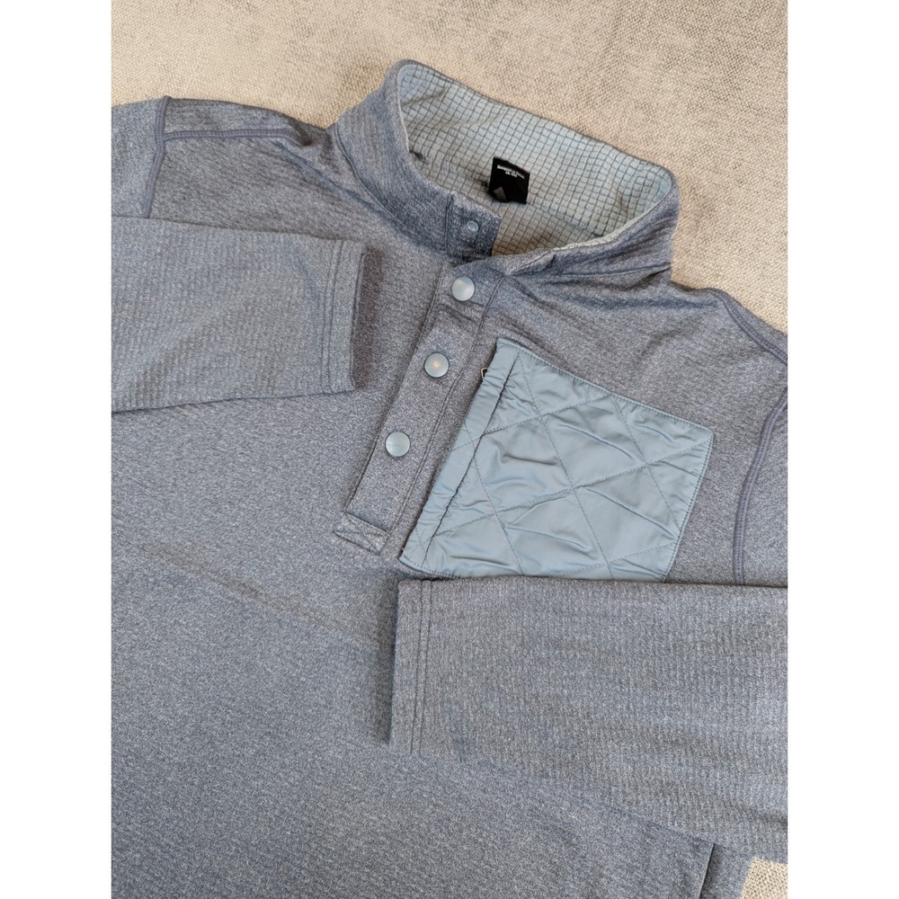 Flylow Pullover Men L Blue Micah Fleece Grid Long Sleeve Mid Layer Sweatshirt